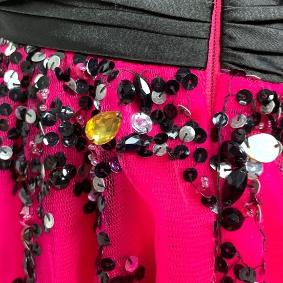Alyce Designs Pink Sequin Showgirl Jeweled Cocktail Dress Corset Back 6 Hoco - Picture 9 of 13